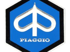 embleem logo metaal zeskant 42mm blauw/zwart piaggio