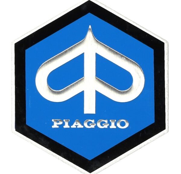 sticker logo metaal zeskant 42mm piaggio