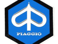 embleem logo metaal zeskant 26mm blauw/zwart piaggio
