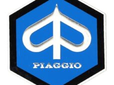 embleem logo metaal zeskant 31mm blauw/zwart piaggio