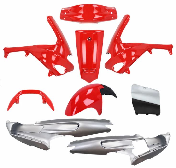 plaatwerkset origineel model rood/zilver-matt 10-delig gilera runner 50/125/180