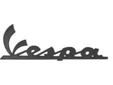 embleem Piaggio origineel woord [vespa] voorscherm mat zwart gts 310
