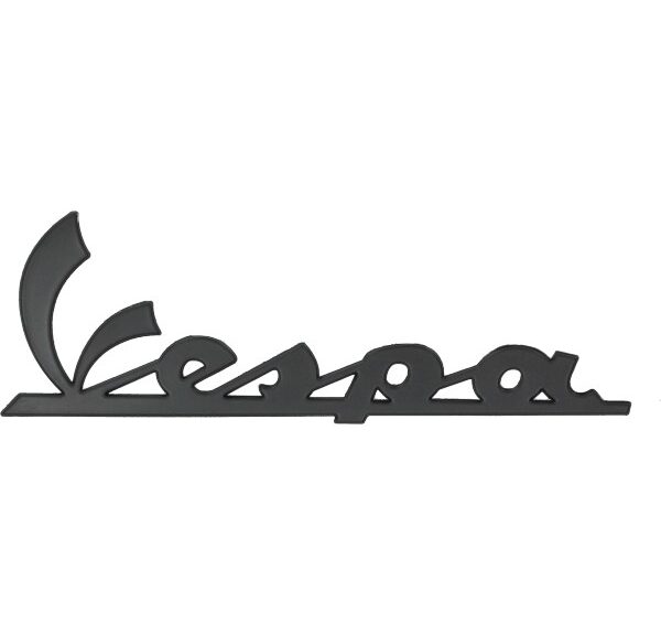 embleem Piaggio origineel woord [vespa] voorscherm mat zwart gts 310