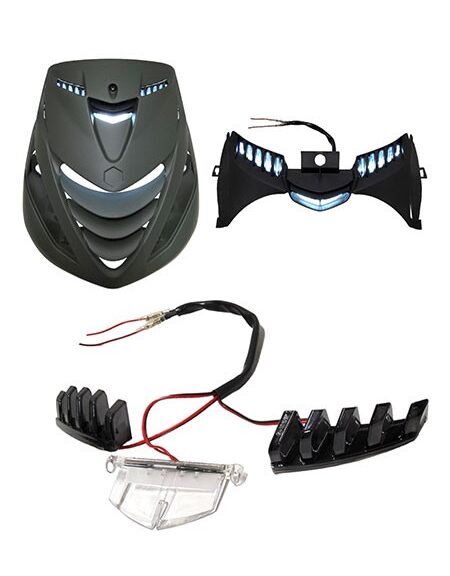 led verlichting Power1 voorscherm boven E-keur (grill) smoke->transparant 3-delig piaggio
