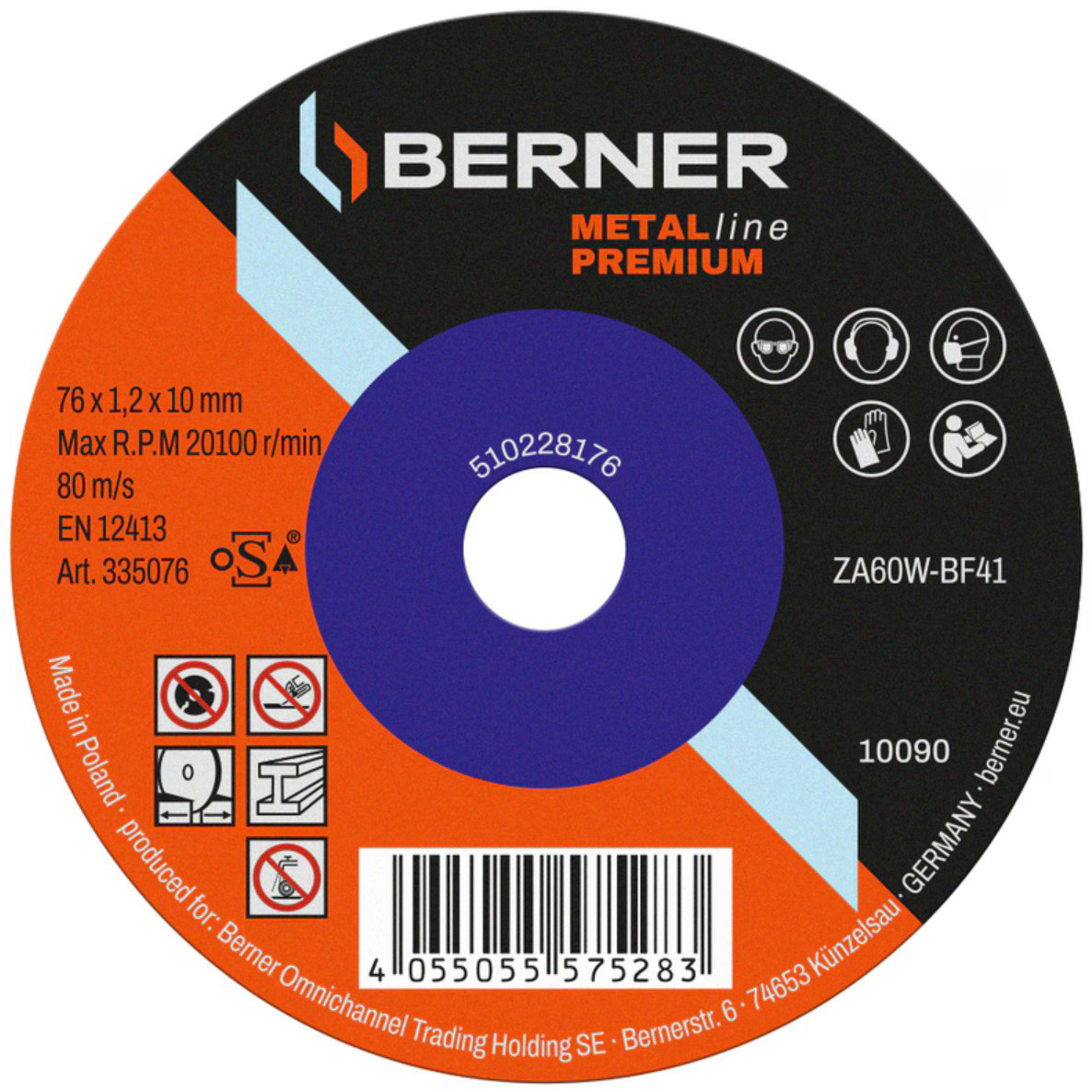 Berner slijpschijf MetalLine Premium 76mm (25st)