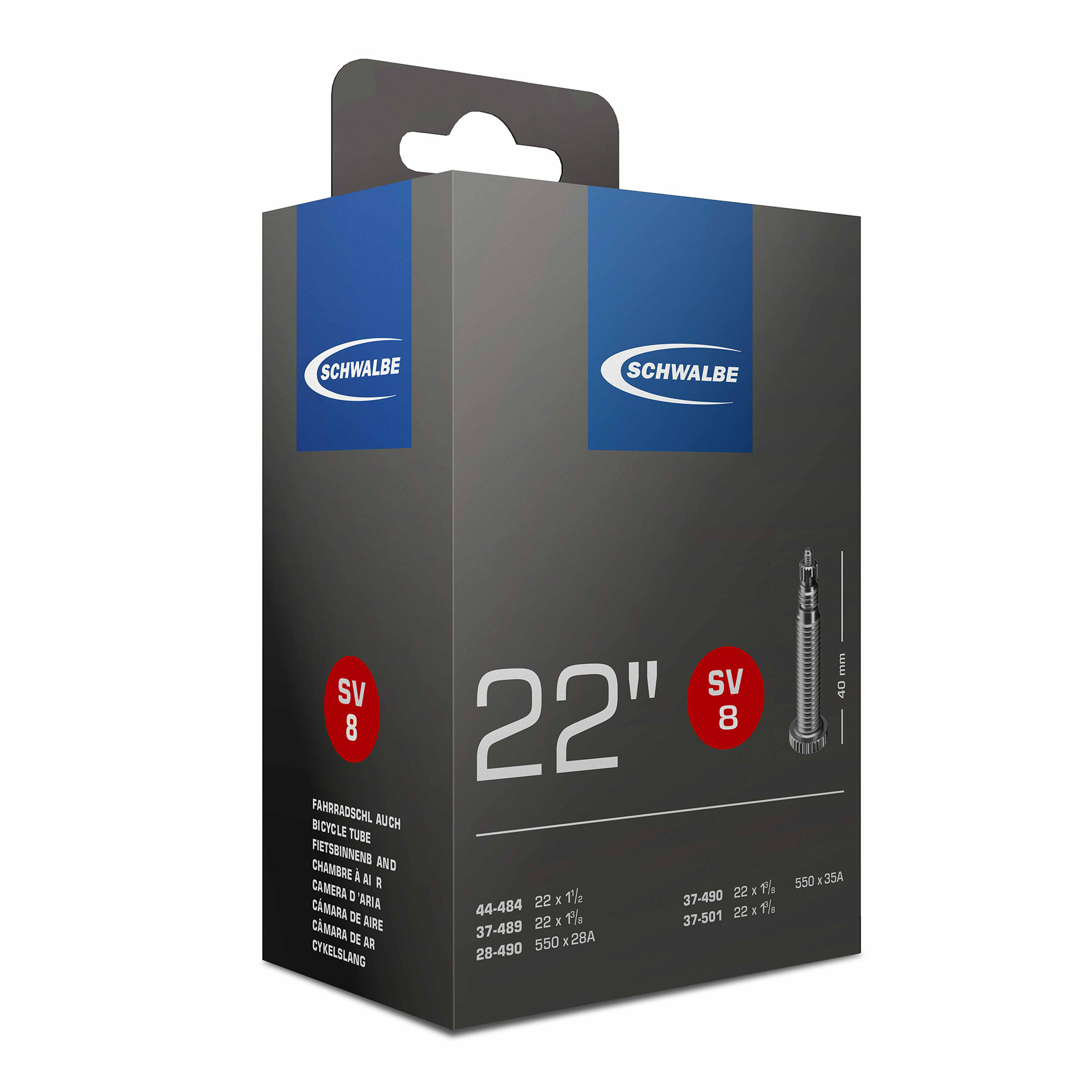 Schwalbe binnenband SV8 22" 28/44-484/501 FV 40mm