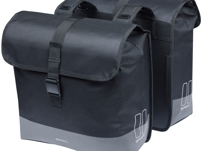 Basil dubbele tas Mara Evo 46l rPET zwart