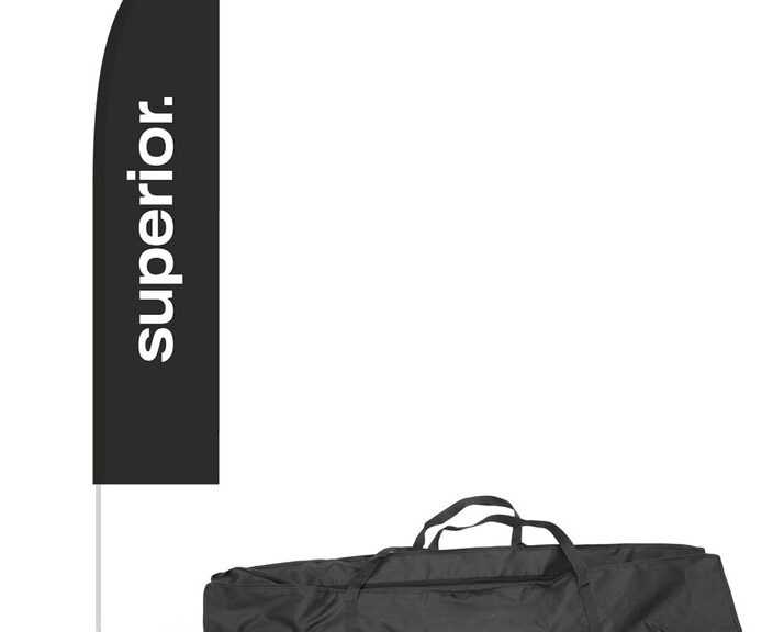 Superior boogvlag set M incl. tas 600x2600mm zwart/wit