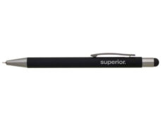 Superior stylus pen + refill  10x140mm alu zwart/zilver/wit