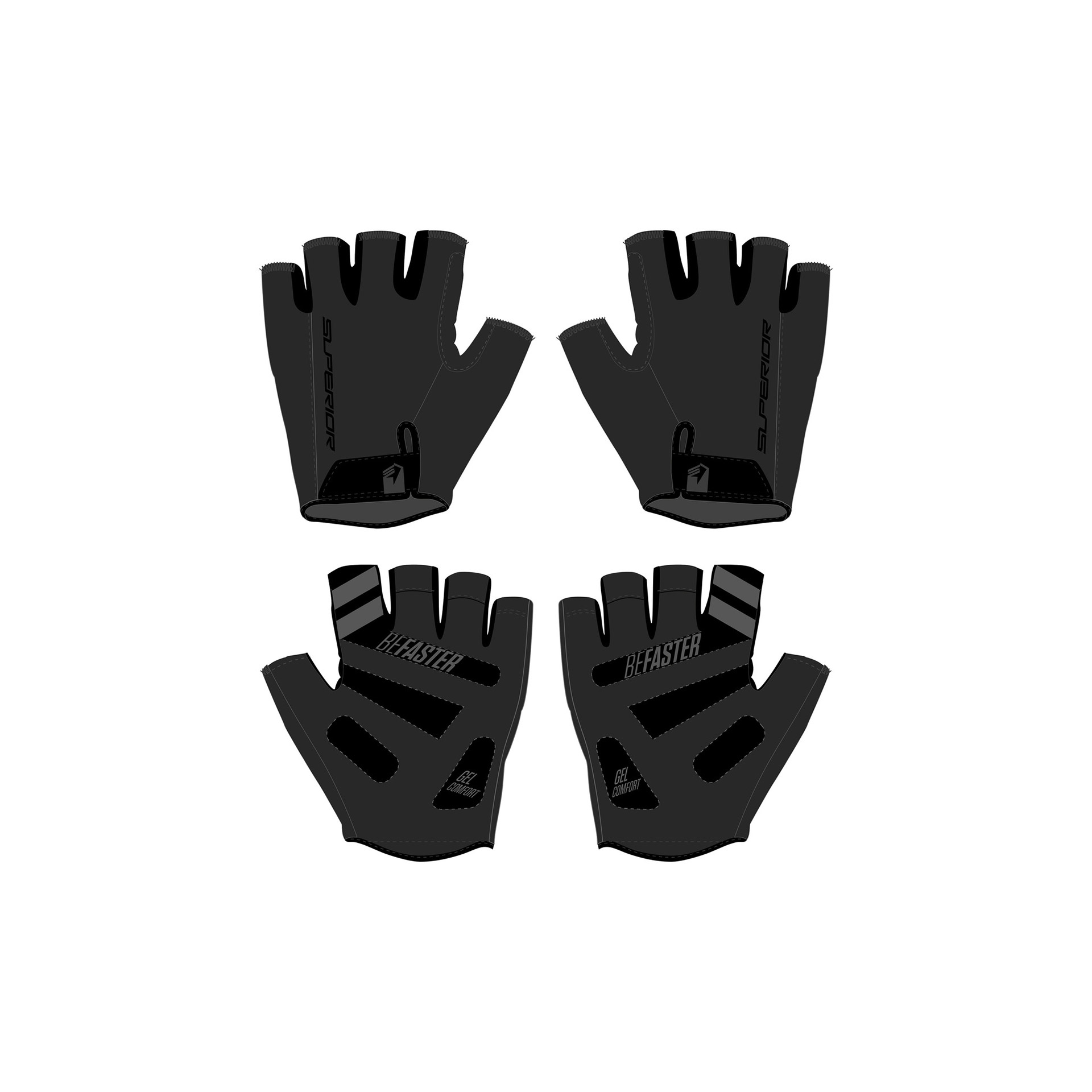 SUP Race handschoenen zwart kort