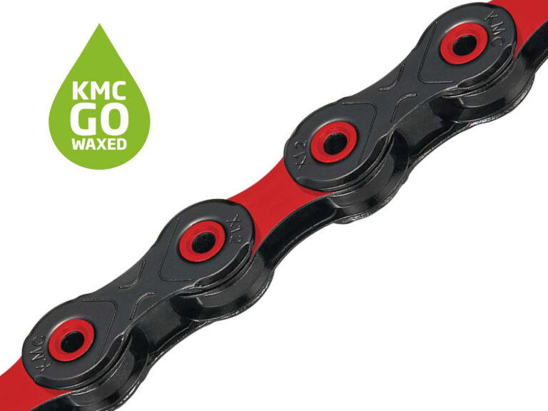 KMC ketting DLC12 12v 126L waxed zwart/rood