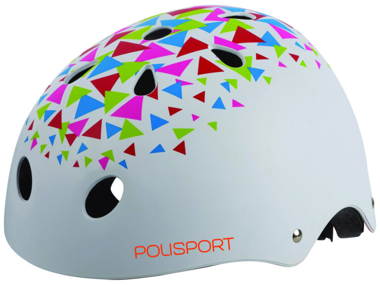 Polisport helm Jr. Triangles 53-55cm mat wit/oranje