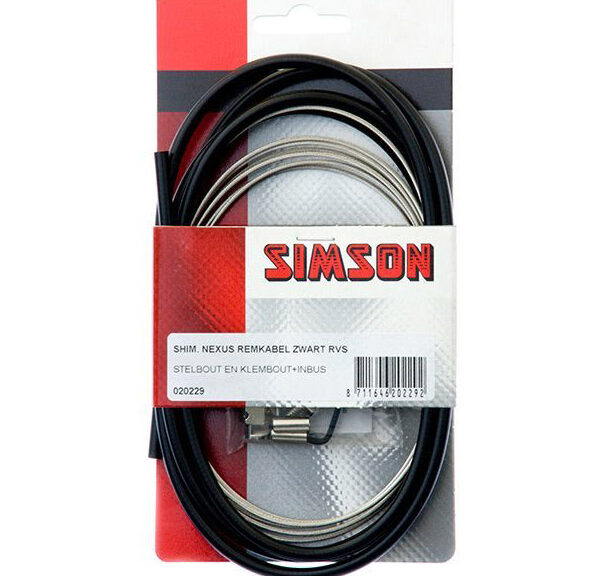 Simson remkabelset compleet rollerbrake rvs zwart op kaart