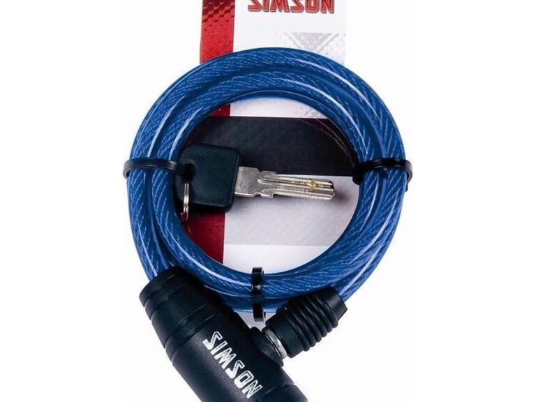 Simson spiraalkabelslot 8mm 90cm kinderen div. kleur kaart