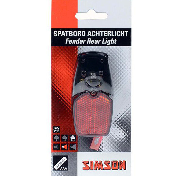 Simson spatbordachterlicht LED incl. batterijen op kaart