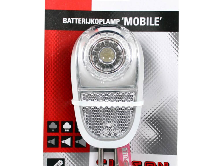 Simson voorvorkkoplamp LED zwart incl.batterijen op kaart