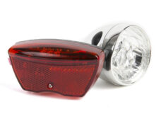 IkziLight koplamp Retro batt. LED chrome met achterlicht LED