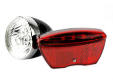 IkziLight koplamp Retro LED batt. zwart met achterlicht