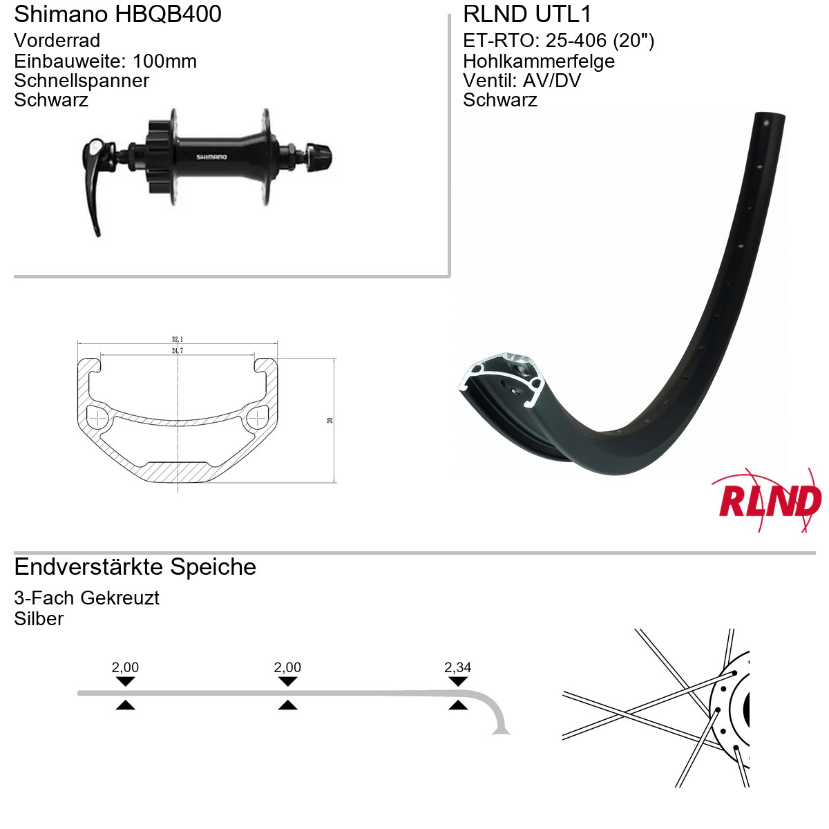 Roland voorwiel UTL1 20" 25-406 36g QR HBQB400 zw/zil