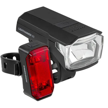 Trelock verlichtingsset Lighthammer 80 80lux USB