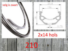 Velox velg 28" Mach-1 210 (19-622) 28G-2x14 zwart