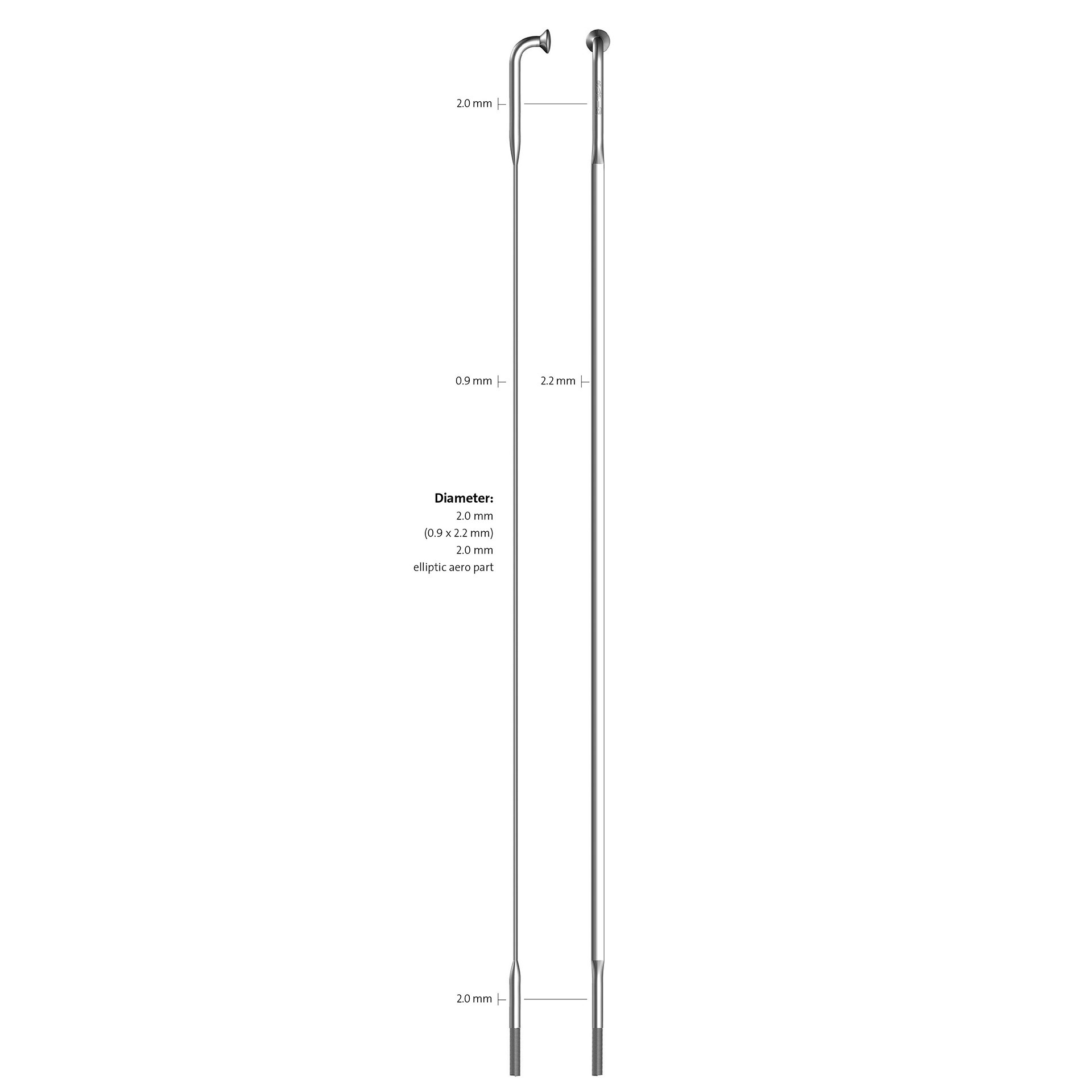 Sapim spaak 14-258 CX-Ray plat zilver zonder nippel (100st)