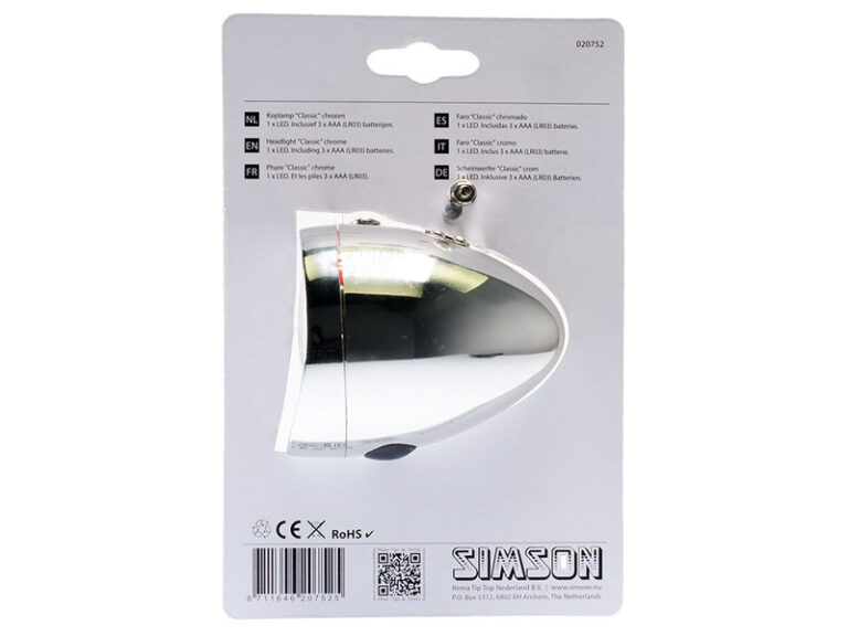 Simson Batterij Koplamp Classic - chroom