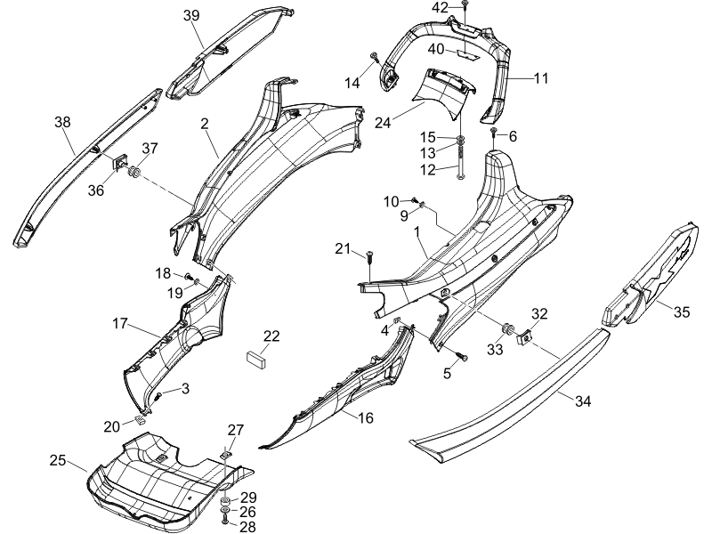 X Evo 250 Euro 3 2007 EMEA — Zijafdekking - spoiler