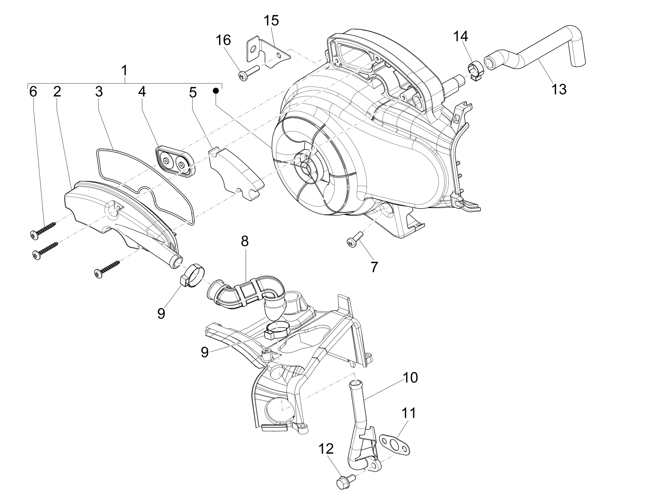 Vespa Primavera 50 4T 4V no ABS E2 2013-2017 EMEA — Luchtfilterhuis