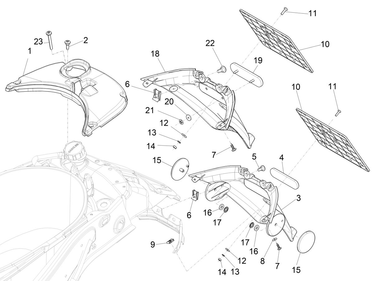Vespa Sprint 150 4T 3V Iget ABS E5 2021-2023 APAC — Achterspatbord-Spatlappen