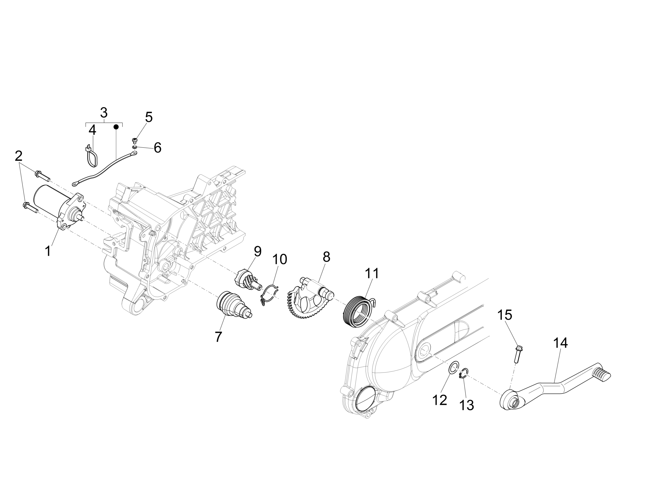 Vespa Primavera 50 2T no ABS E2 E3 2013-2017 EMEA APAC — Startmotor - Elektrische starter