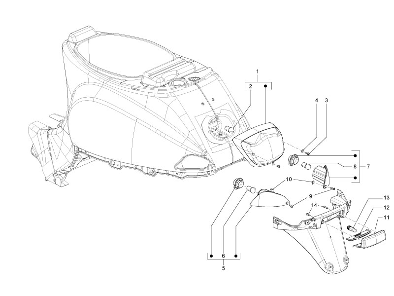 Vespa S 150 4T 2V ie no ABS E3 2011 APAC — Achterlichten - Knipperlichten