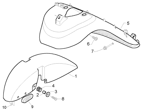 Piaggio X9 500 Evolution Us — Wielruimte-Spatbord