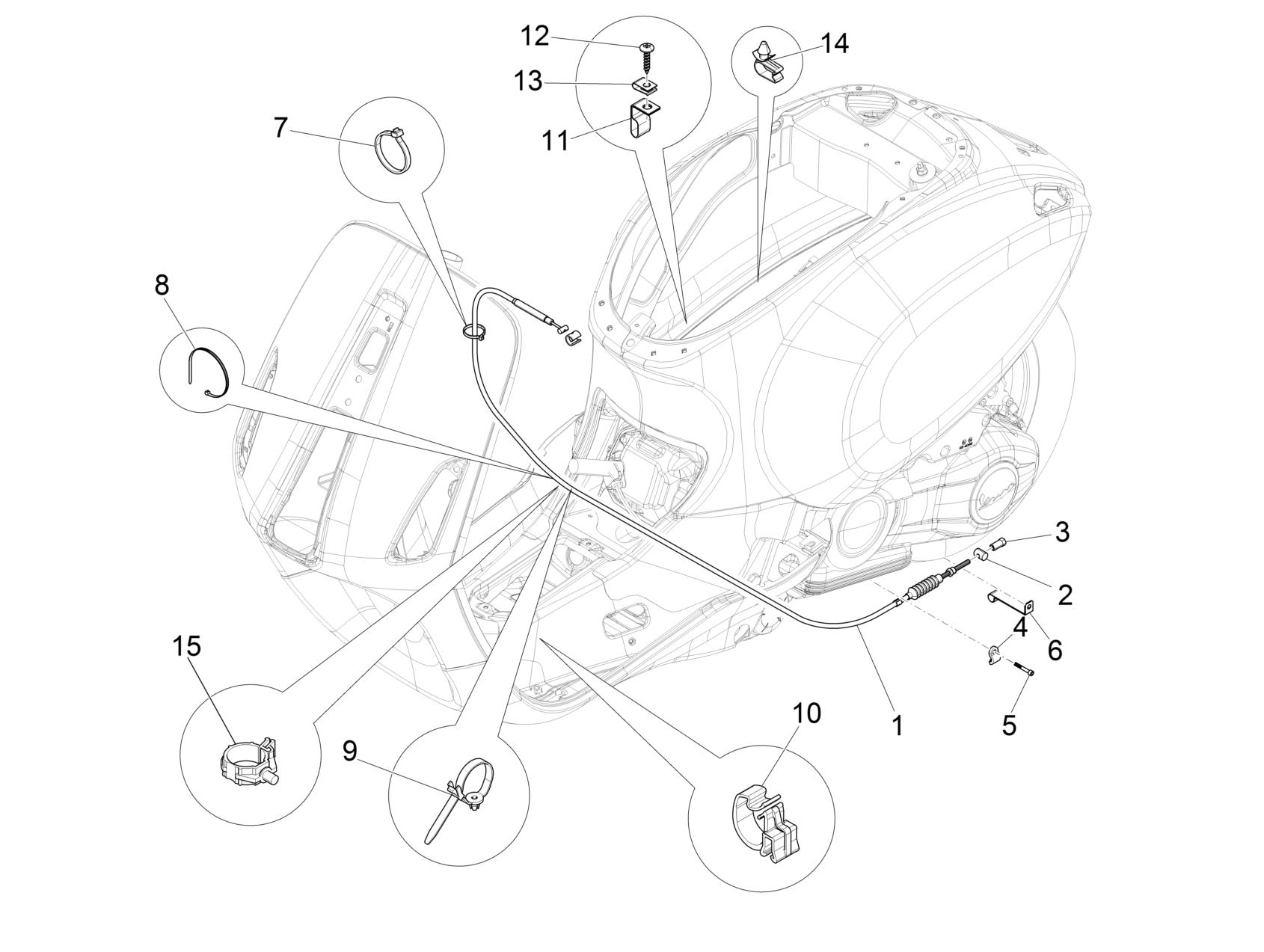 Vespa Sprint 150 4T 3V Iget ABS E4 2016-2023 NAFTA — Kables