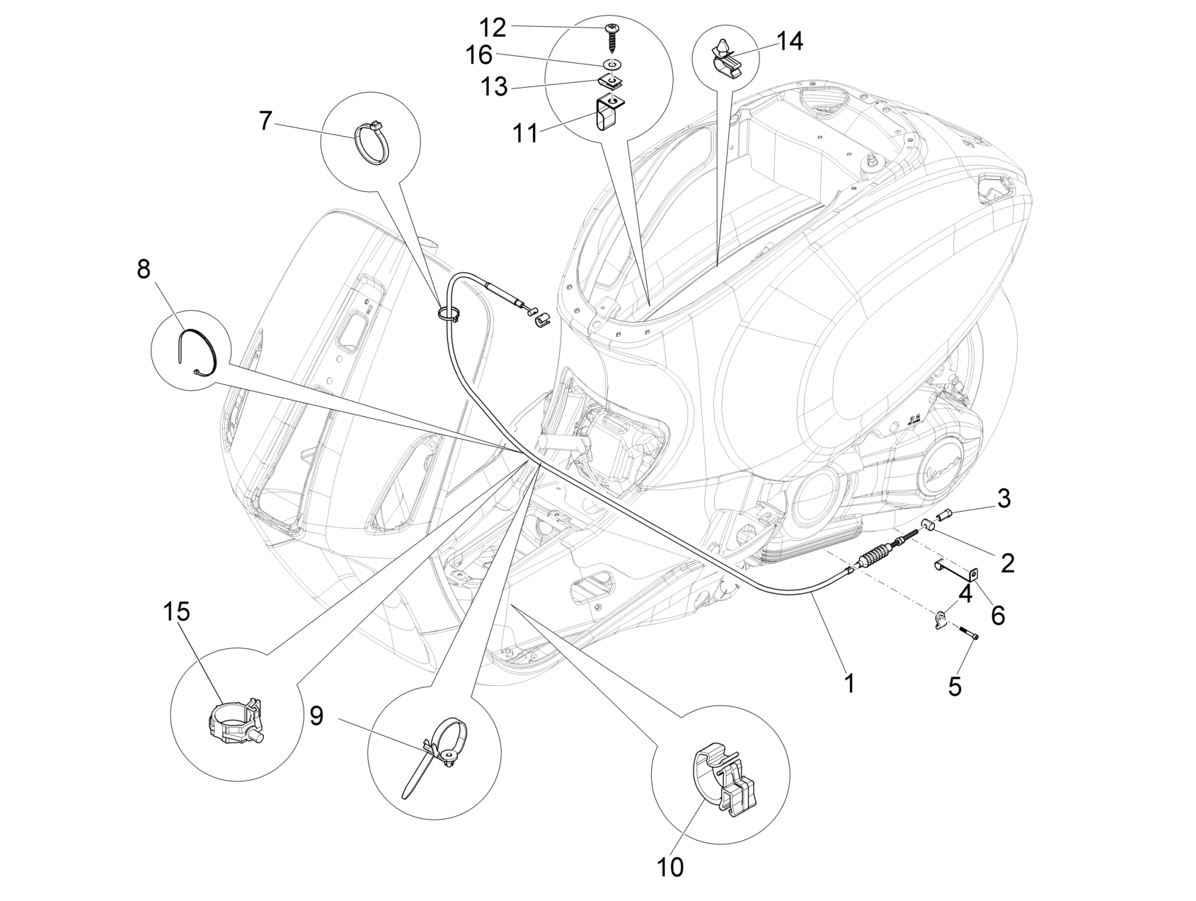 Vespa Sprint 150 4T 3V Iget ABS E5 2021-2023 APAC — Kables