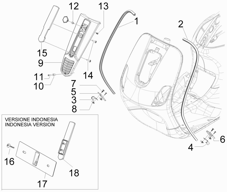 Vespa S 150 4T ie no ABS E3 2011-2013 APAC — Voorscherm