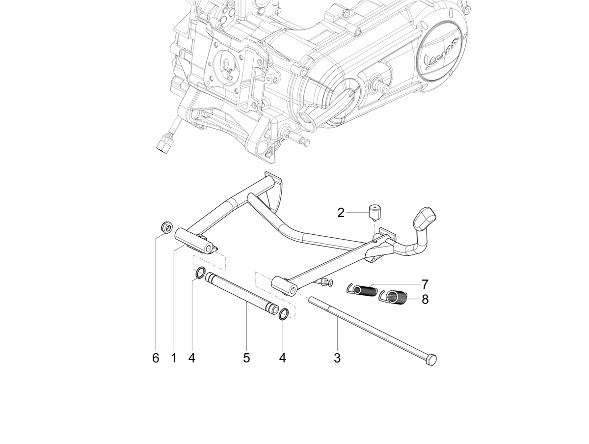 Vespa VXL 125 4T 3V 2018-2019 — Middenstandaard