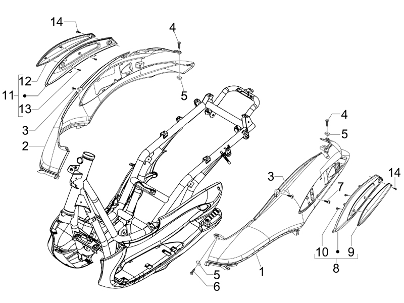 Beverly 125 Tourer E3 2007-2010 EMEA — Zijafdekking - spoiler
