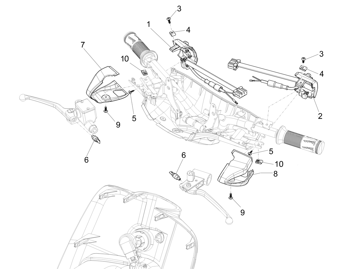 Vespa Primavera 50 4T 3V ie ABS E5 Mickey Mouse 2023 USA NAFTA — Schakelaars-Drukknopschakelaar