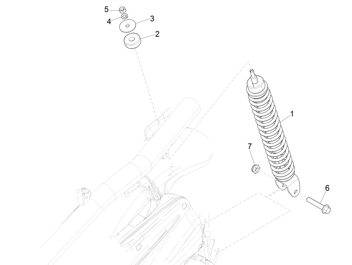 Zip 50 4T no ABS E5 2021-2023 EMEA — Achterwielophanging - schokdemper