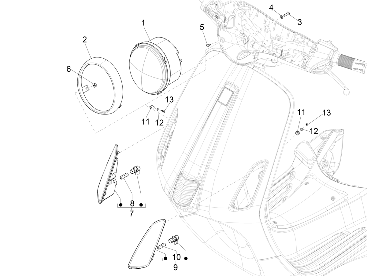 Vespa Primavera 50 4T 3V E5 2020-2023 EMEA — Voorlichten - Knipperlichten
