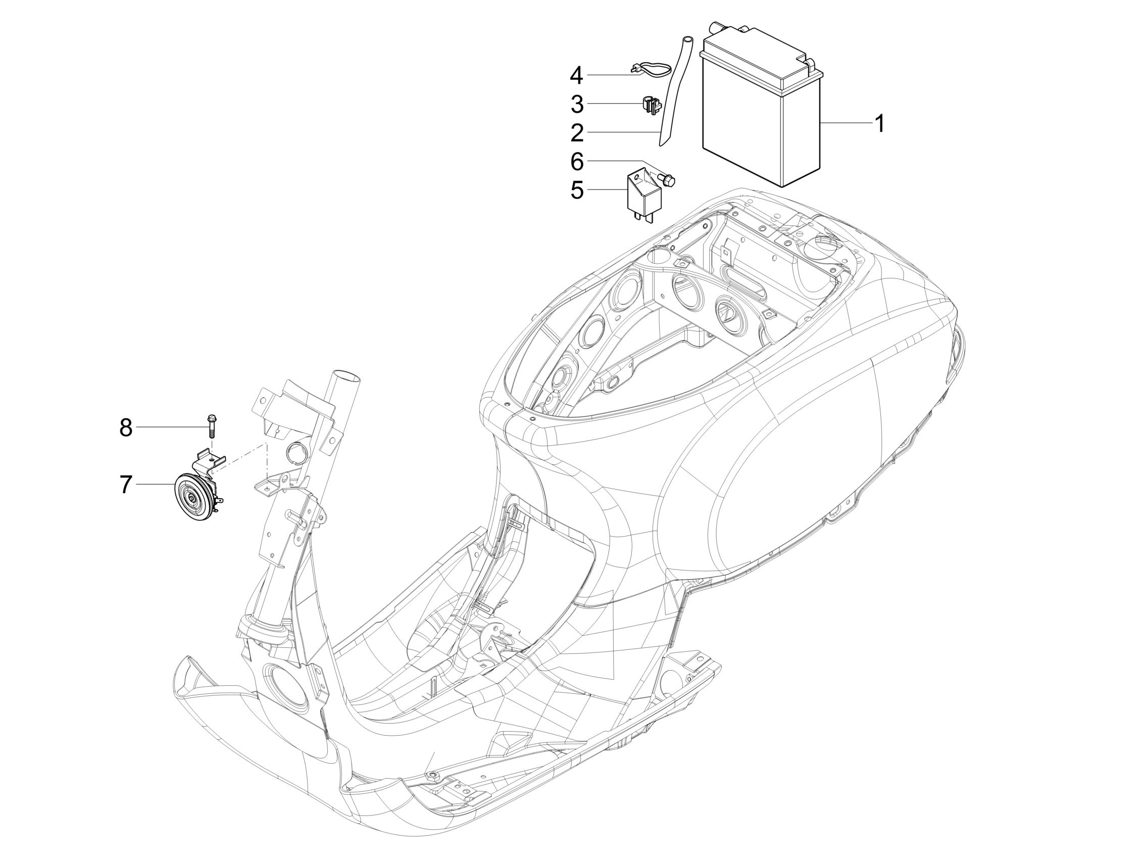 Vespa VXL 125 4T 3V 2018-2019 — Relais-Accu-Claxon