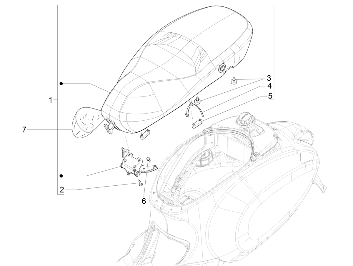 Vespa Primavera No ABS 50 4T 3VS E4 2017-2020 EMEA — Zadel/Buddyzit
