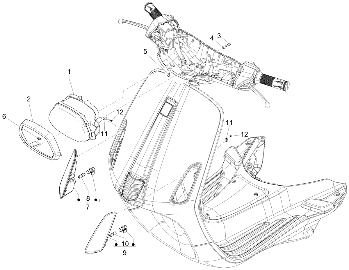 Vespa Sprint 150 4T 3V Iget ABS E5 2021-2023 APAC — Voorlichten - Knipperlichten