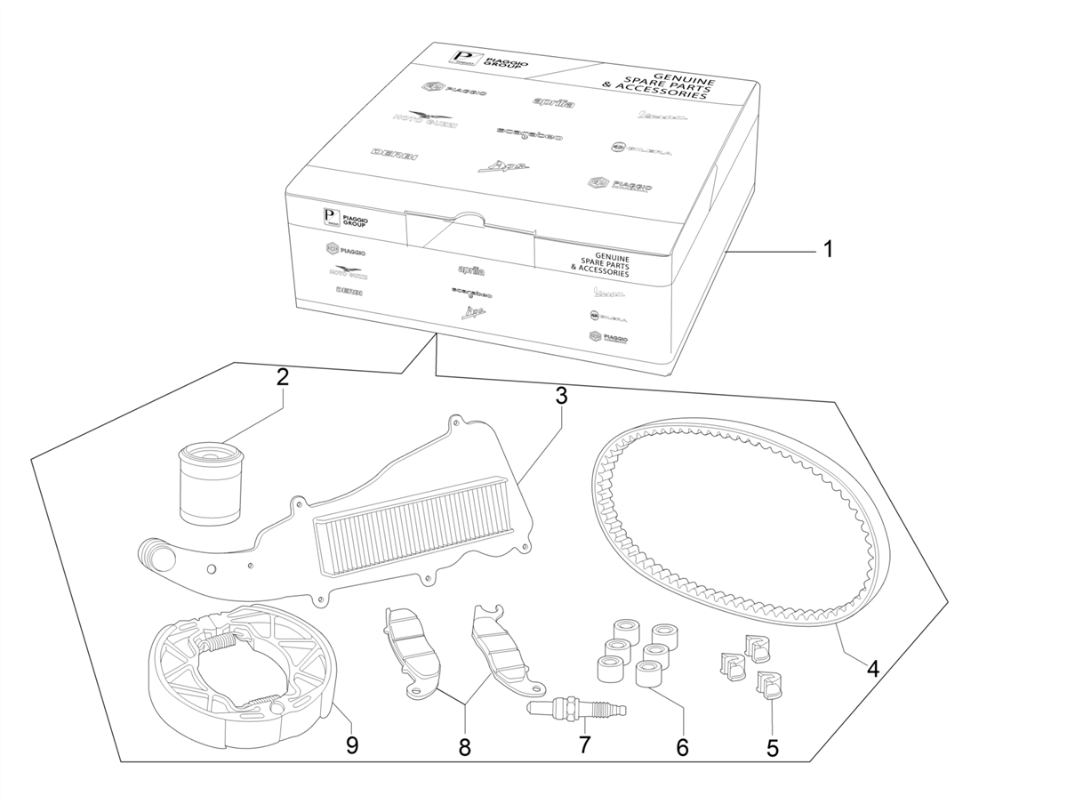 Piaggio Liberty 125 La Poste — Wear and maintenance kit