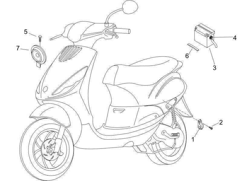 Zip 50 4T no ABS E2 2006-2013 APAC EMEA NAFTA — Accu - Batterij - Claxon