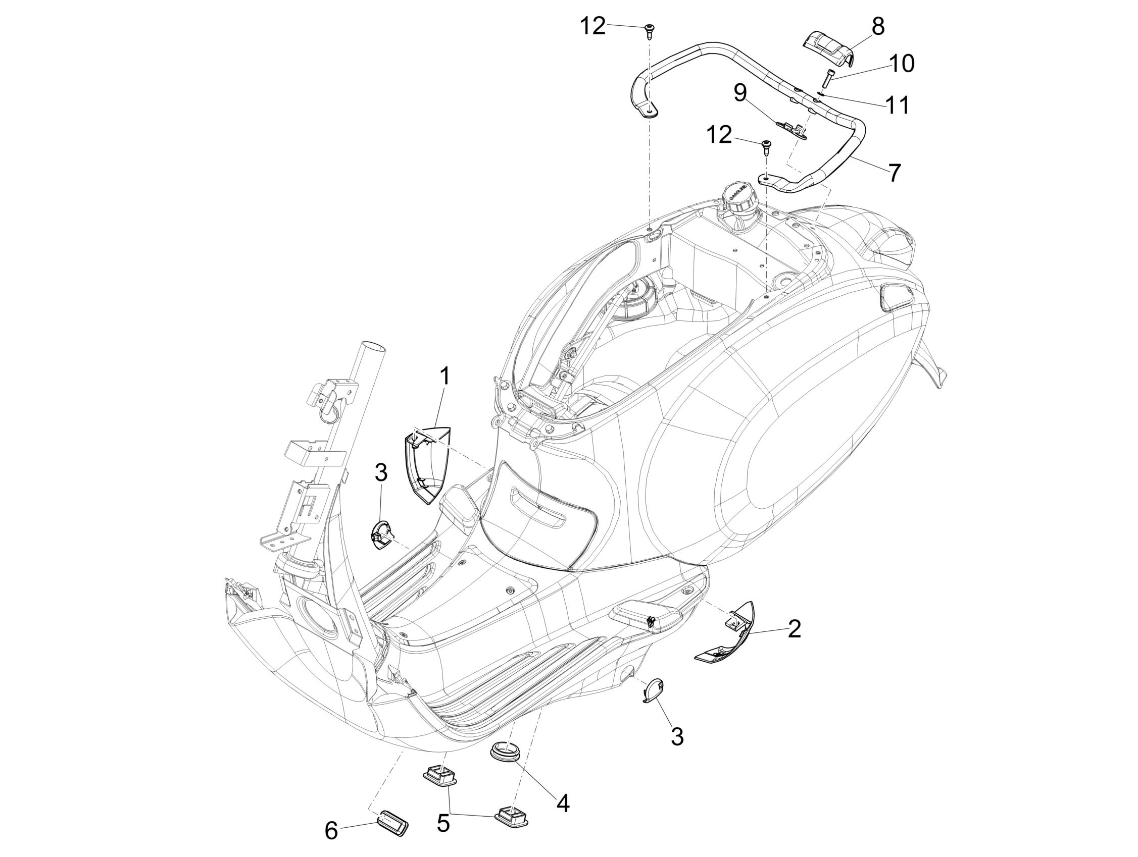 Vespa Sprint 150 4T 3V Iget ABS E5 2021-2023 APAC — Zijkappen-Spoiler
