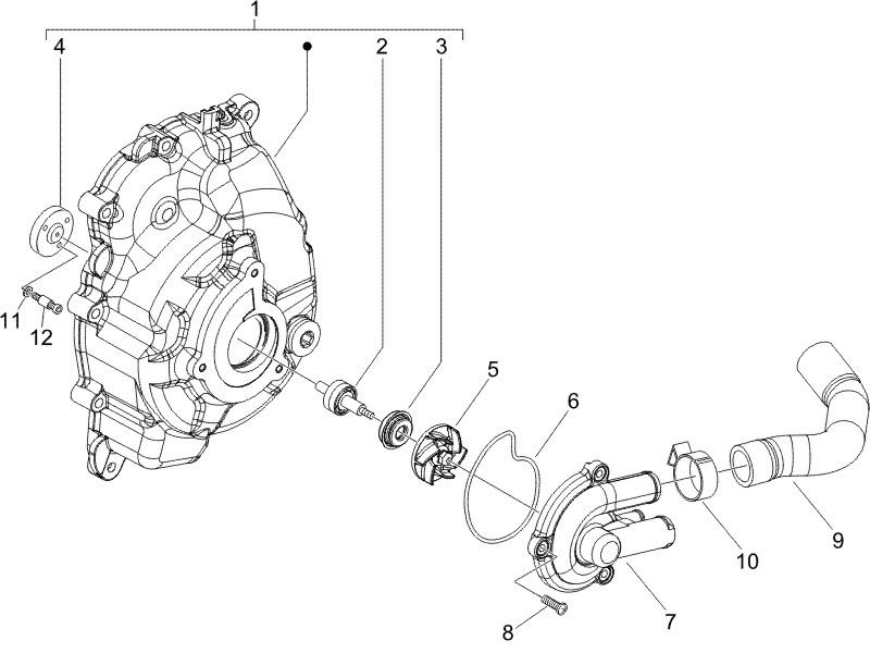 X9 125 Evolution Potenziato no ABS E2 2005-2006 EMEA — Waterpomp