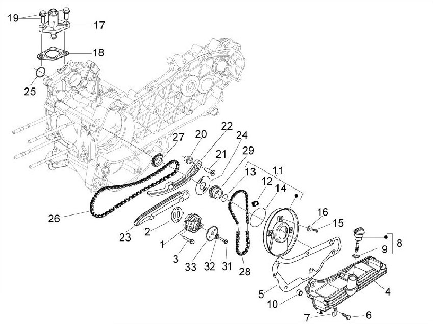 Vespa S 150 4T no ABS E3 2009-2010 APAC — Oliepomp