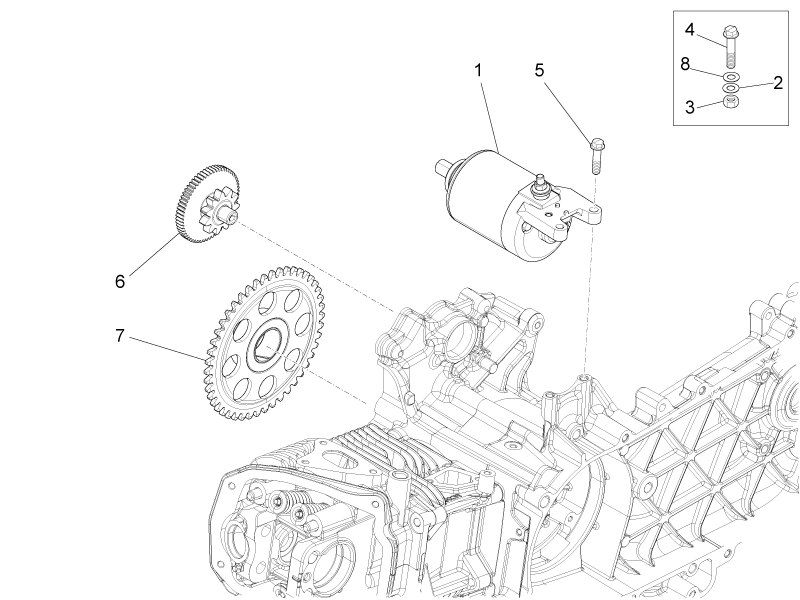 Vespa S 125 4T 3V ie no ABS E3 2012-2017 APAC — Startmotor - Elektrische starter